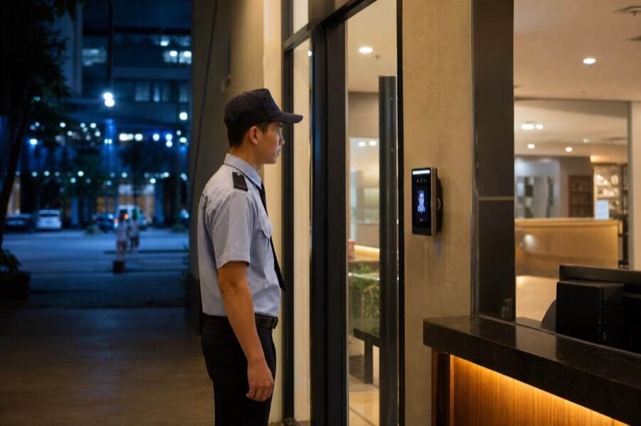 Bảo vệ ca đêm xác thực khuôn mặt