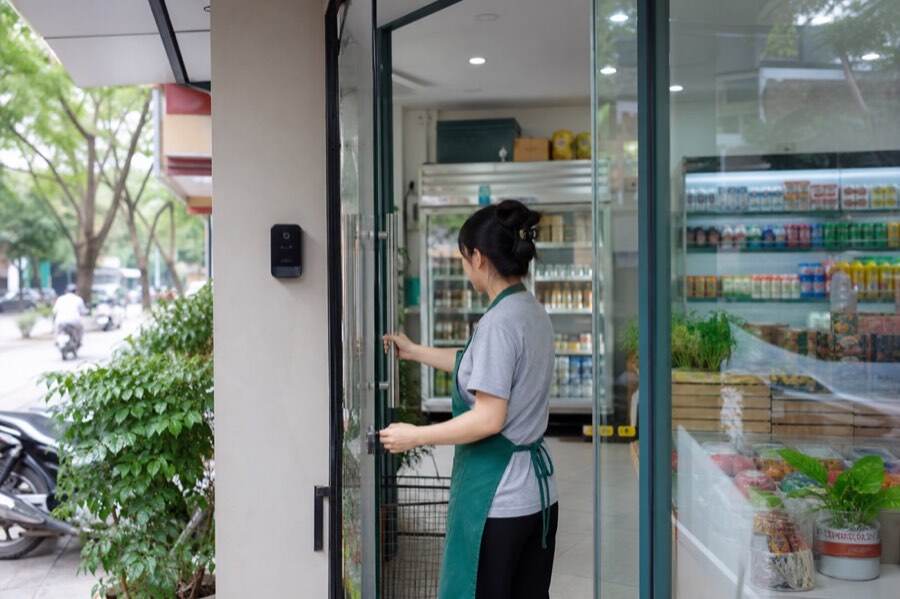 Nhân viên chuỗi cửa hàng chấm công bằng khuôn mặt