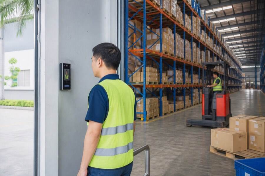 Nhân viên kho chấm công bằng khuôn mặt